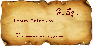 Hanus Szironka névjegykártya